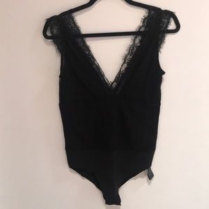 NWT Zara lace mesh black bodysuit